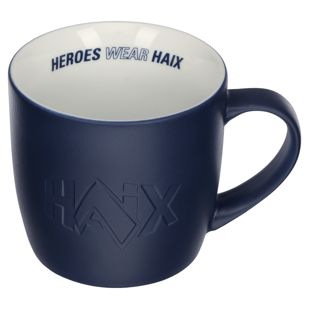 Becher, Tassenform, Keramik, Navy Blau, Herd-Logo