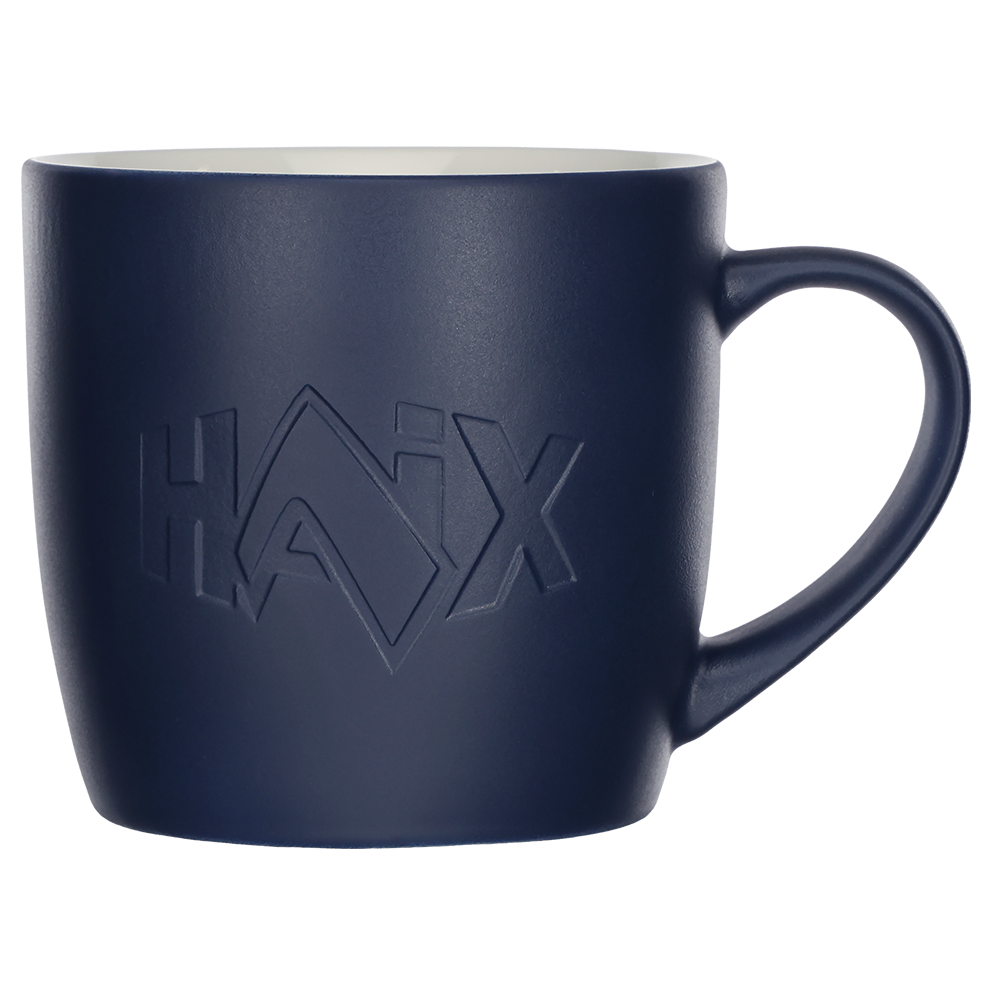 Tasse, Becher, Keramik, Dunkelblau, Embossed